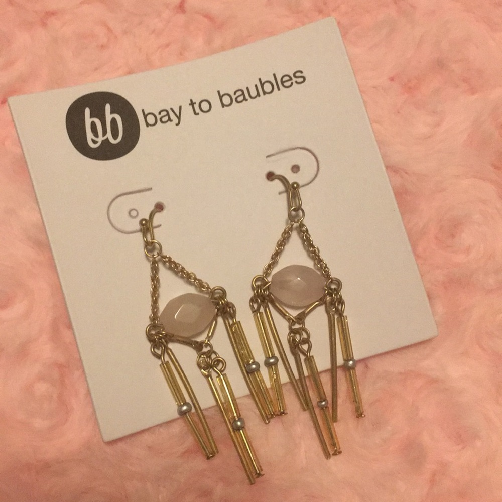 Bay to Bauble Dangly Earrings with Rose stones